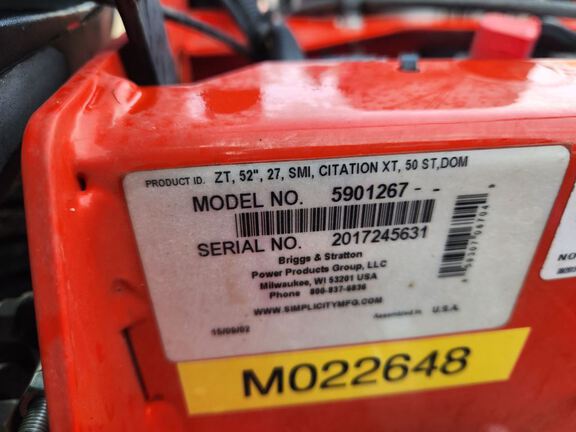 2017 Simplicity CITATION Mower/Zero Turn