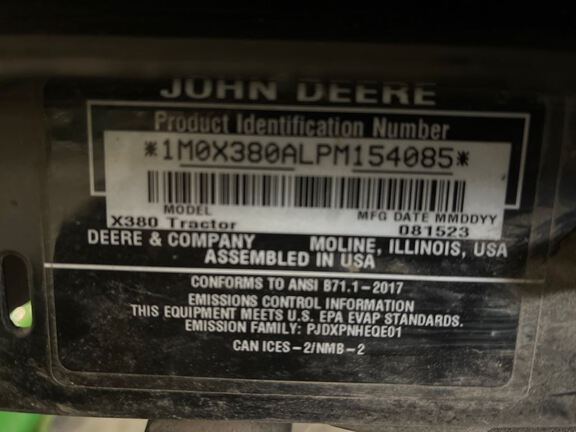 2023 John Deere X380 Garden Tractor
