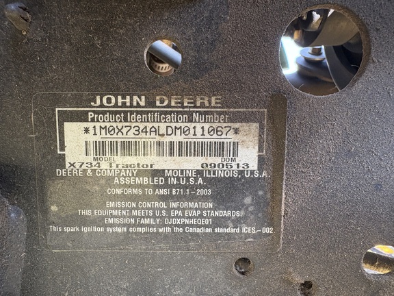 2013 John Deere X734 Garden Tractor