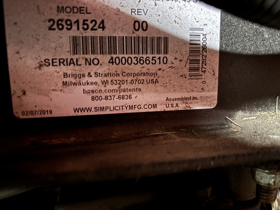 2019 Simplicity Legacy XL-33 Garden Tractor