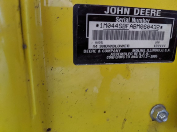 2012 John Deere 44sb Snow Blower