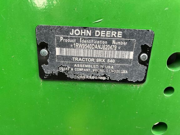 2022 John Deere 9RX 540 Tractor Rubber Track