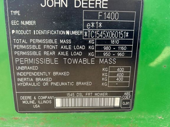 2008 John Deere 1545 Mower/Front Deck