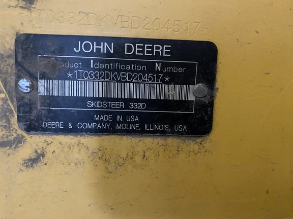 2011 John Deere 332D Skid Steer Loader