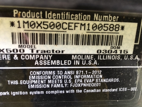 2015 John Deere X500 Garden Tractor