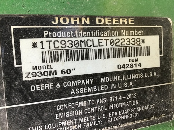 2014 John Deere Z930M Mower/Zero Turn