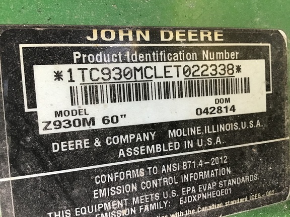 2014 John Deere Z930M Mower/Zero Turn