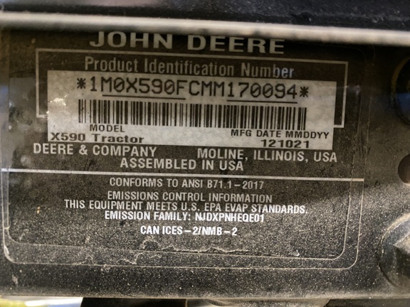 2021 John Deere X590 Garden Tractor