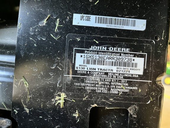 2024 John Deere S130 Garden Tractor