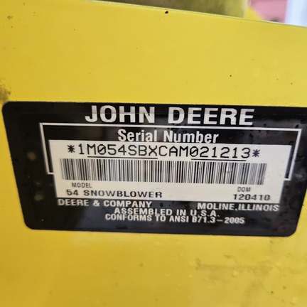 2011 John Deere 54" Snowblower Quick Hitch Misc