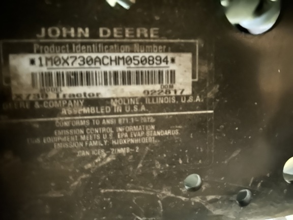 2017 John Deere X730 Garden Tractor