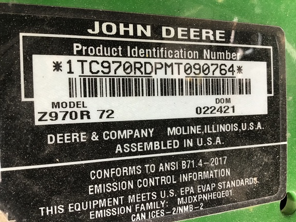 2021 John Deere Z970R Mower/Zero Turn