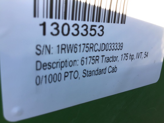 2018 John Deere 6175R Tractor