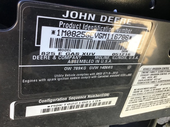 2016 John Deere XUV 825I GREEN ATV
