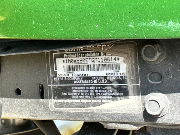 2016 John Deere X590 Garden Tractor