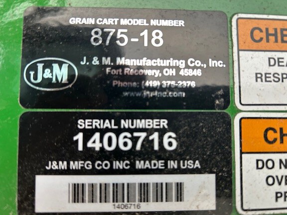 2014 J&M 875-18 Grain Cart
