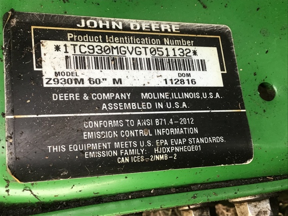 2017 John Deere Z930M Mower/Zero Turn