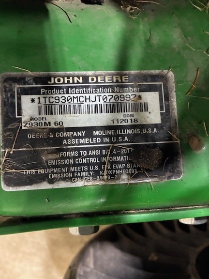 2019 John Deere Z930M Mower/Zero Turn