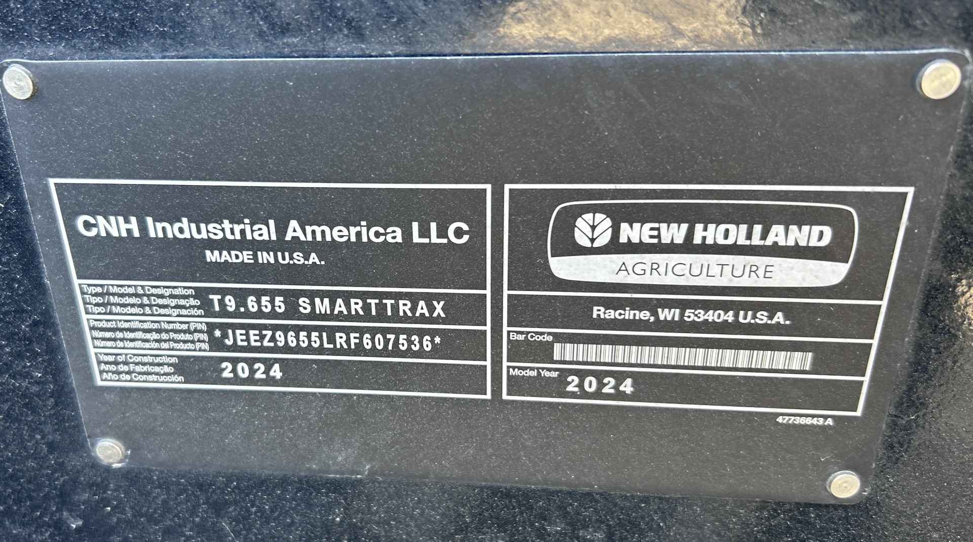 2024 New Holland T9.655 Tractor Rubber Track
