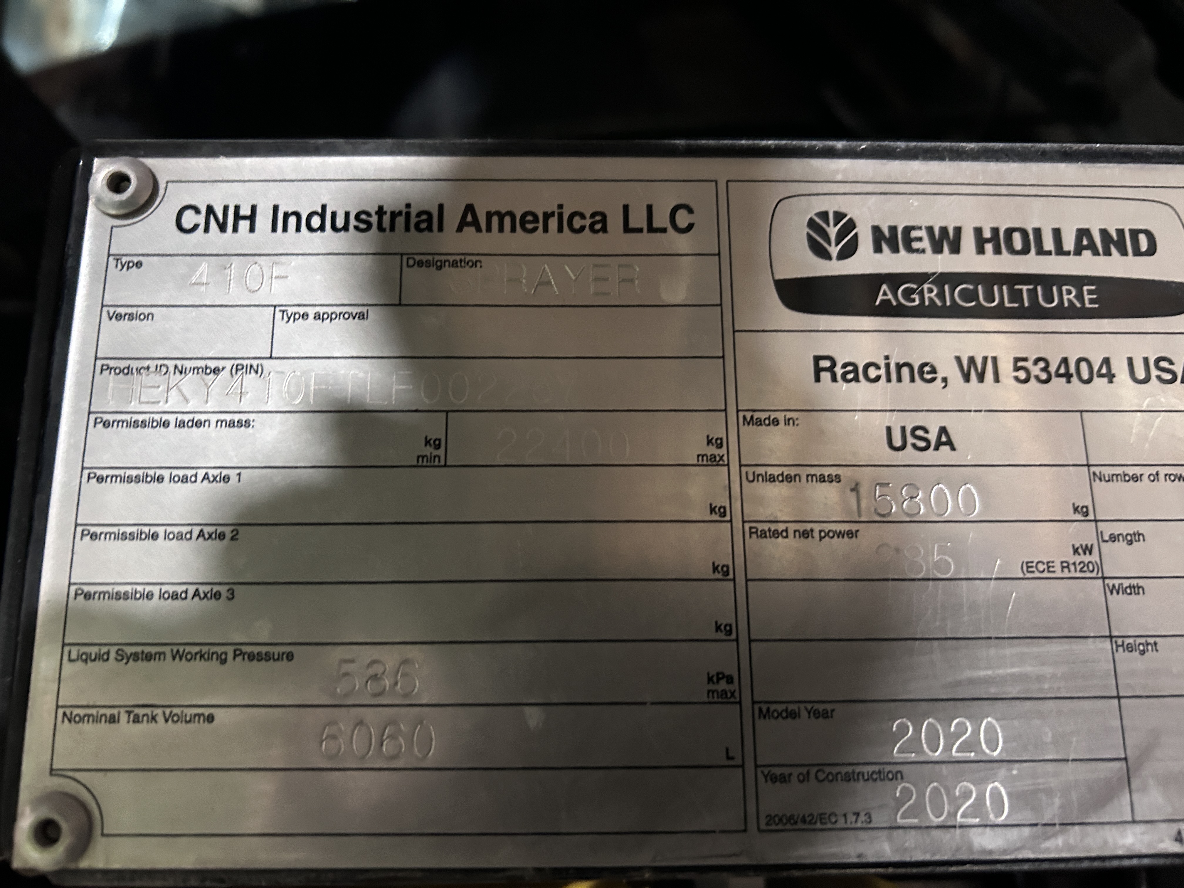 2020 New Holland SP.410F Sprayer/High Clearance