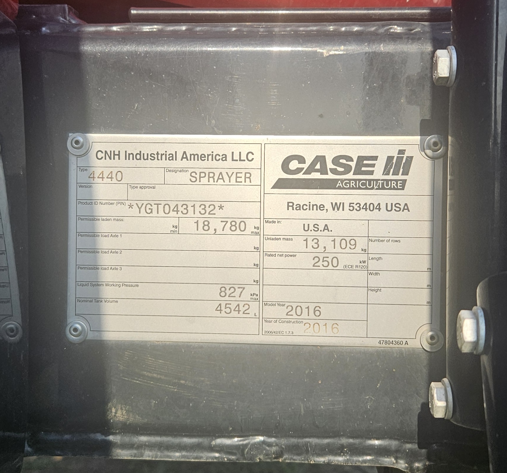 2016 Case 4440-120 Sprayer/High Clearance