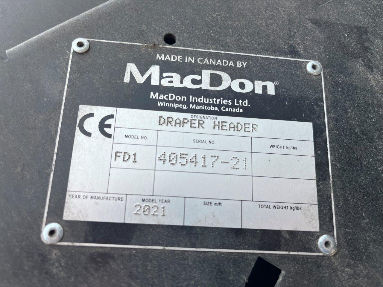 2021 MacDon FD140 DK Claas-21 Header Draper Flex