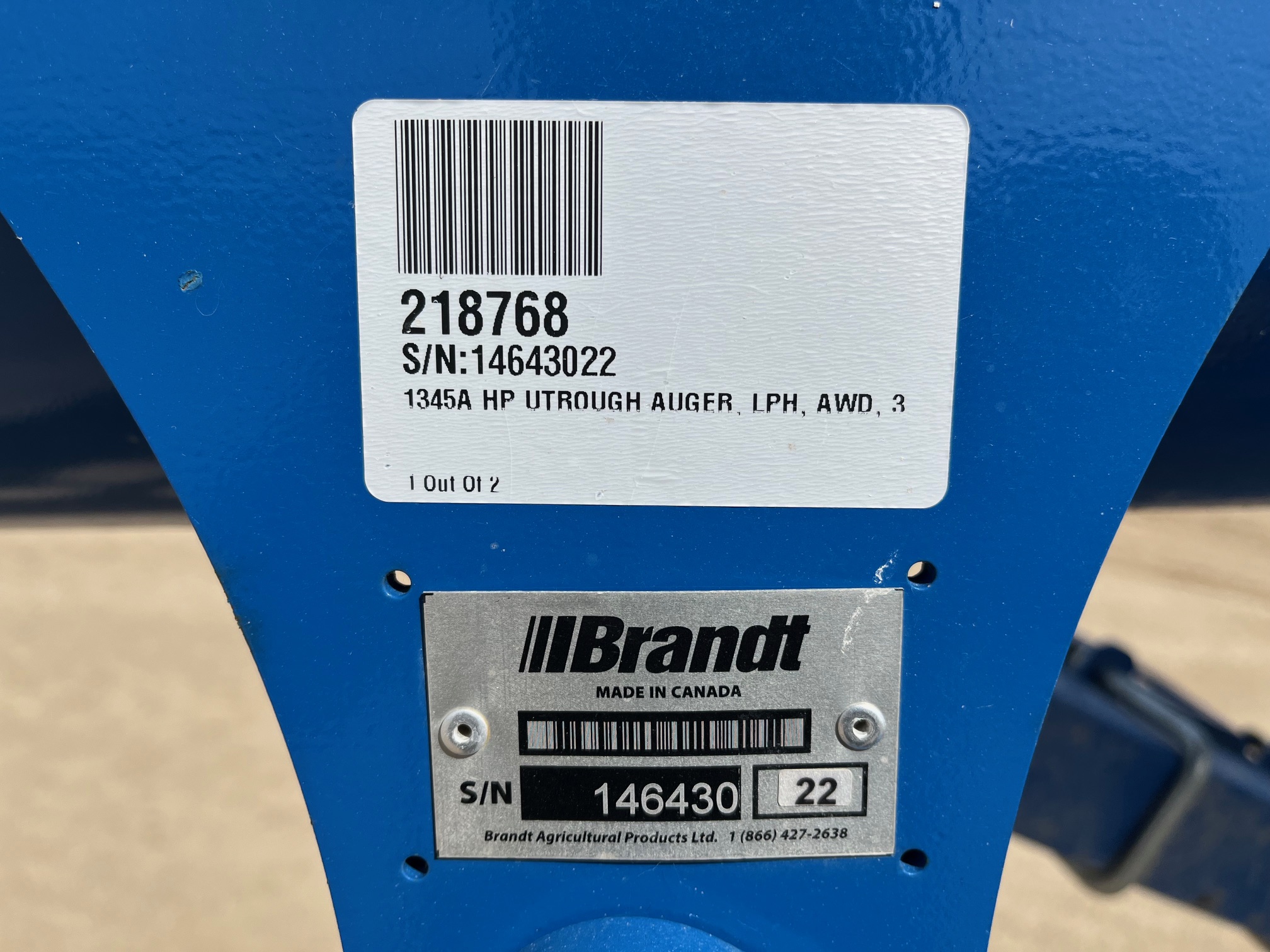 2022 Brandt 1345A LP Grain Auger