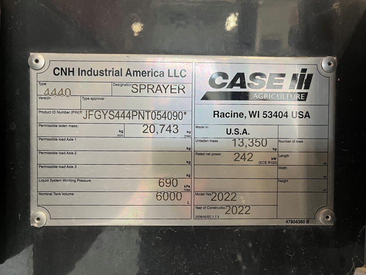 2022 Case IH Patriot 4440 Sprayer/High Clearance