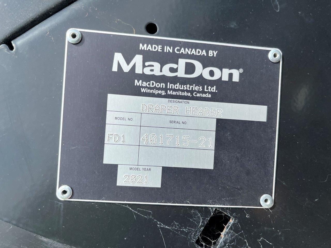 2021 MacDon FD145 DK CNH-21 Header Draper Flex