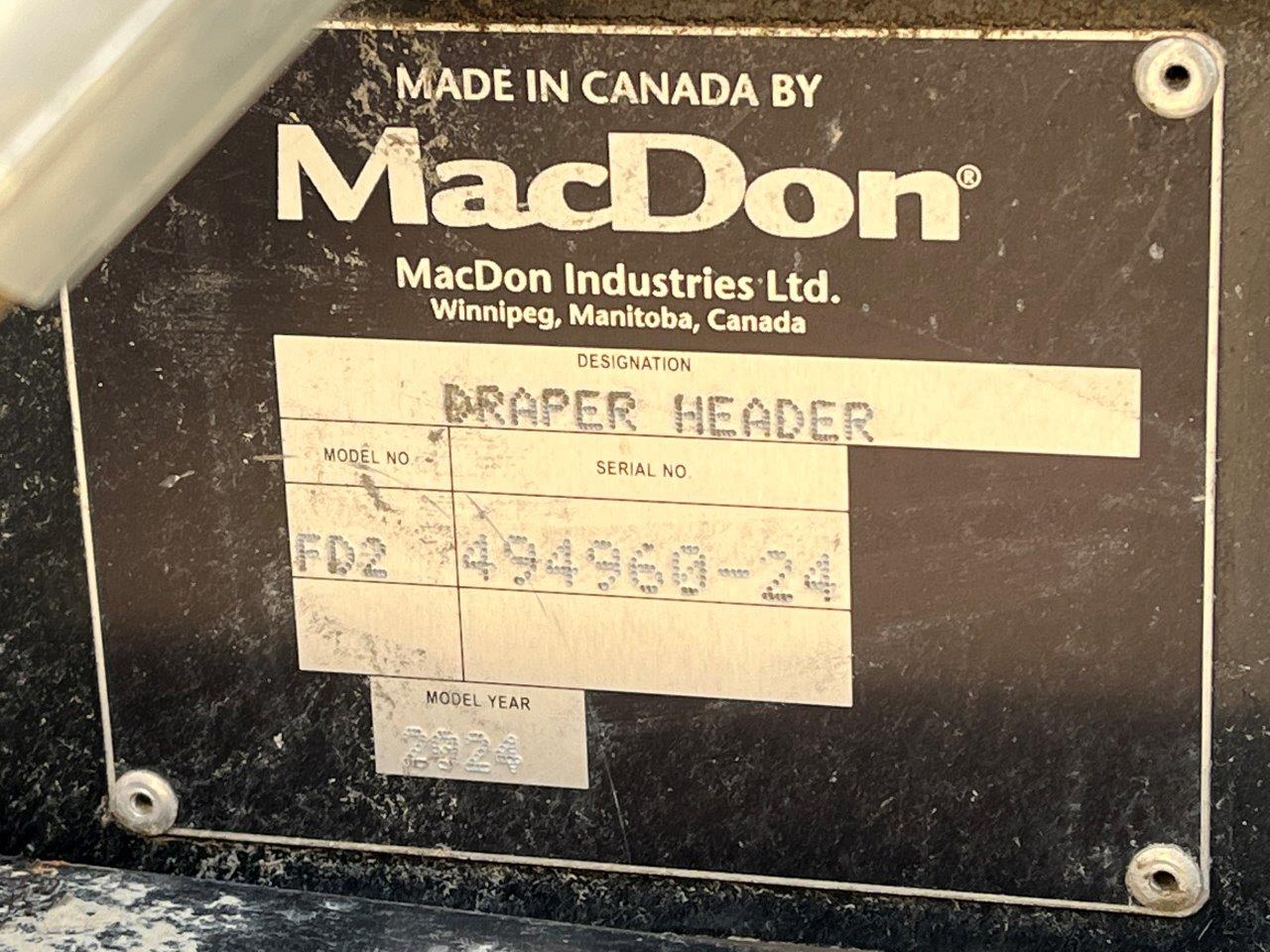 2024 MacDon FD245 CNH-21 Header Draper Flex