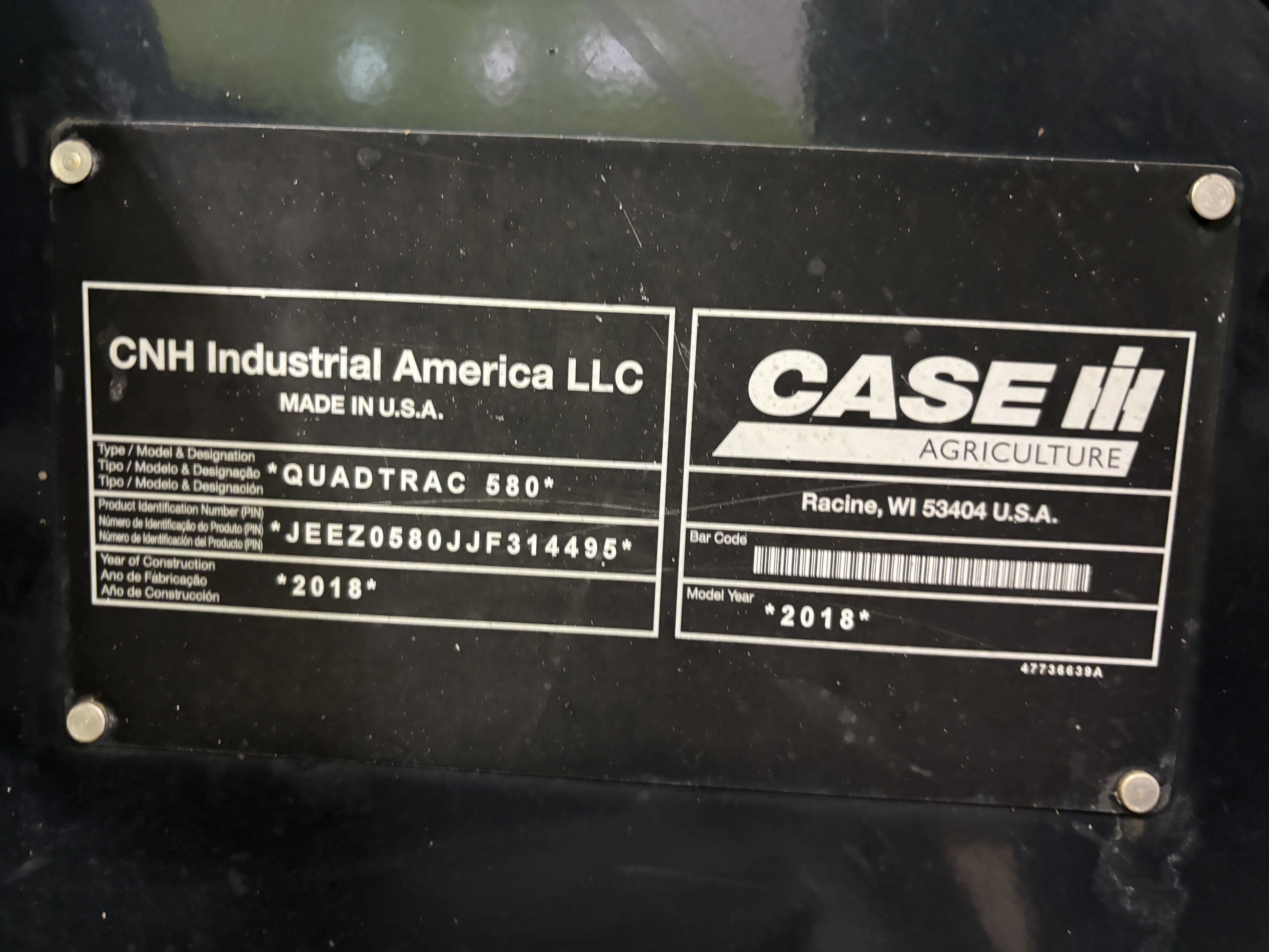 2018 Case IH 580 Tractor