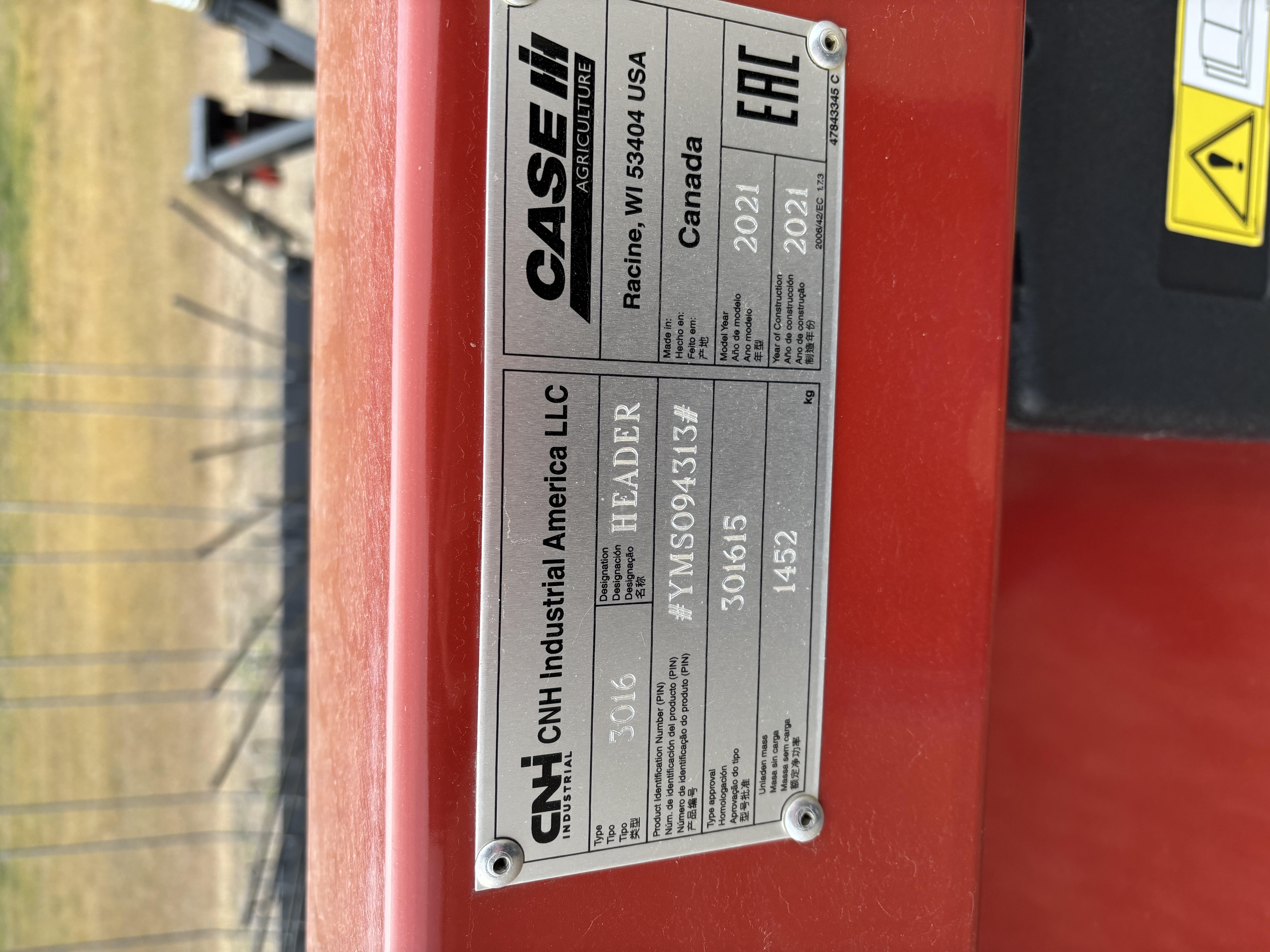 2021 Case IH 3016 Header Pickup