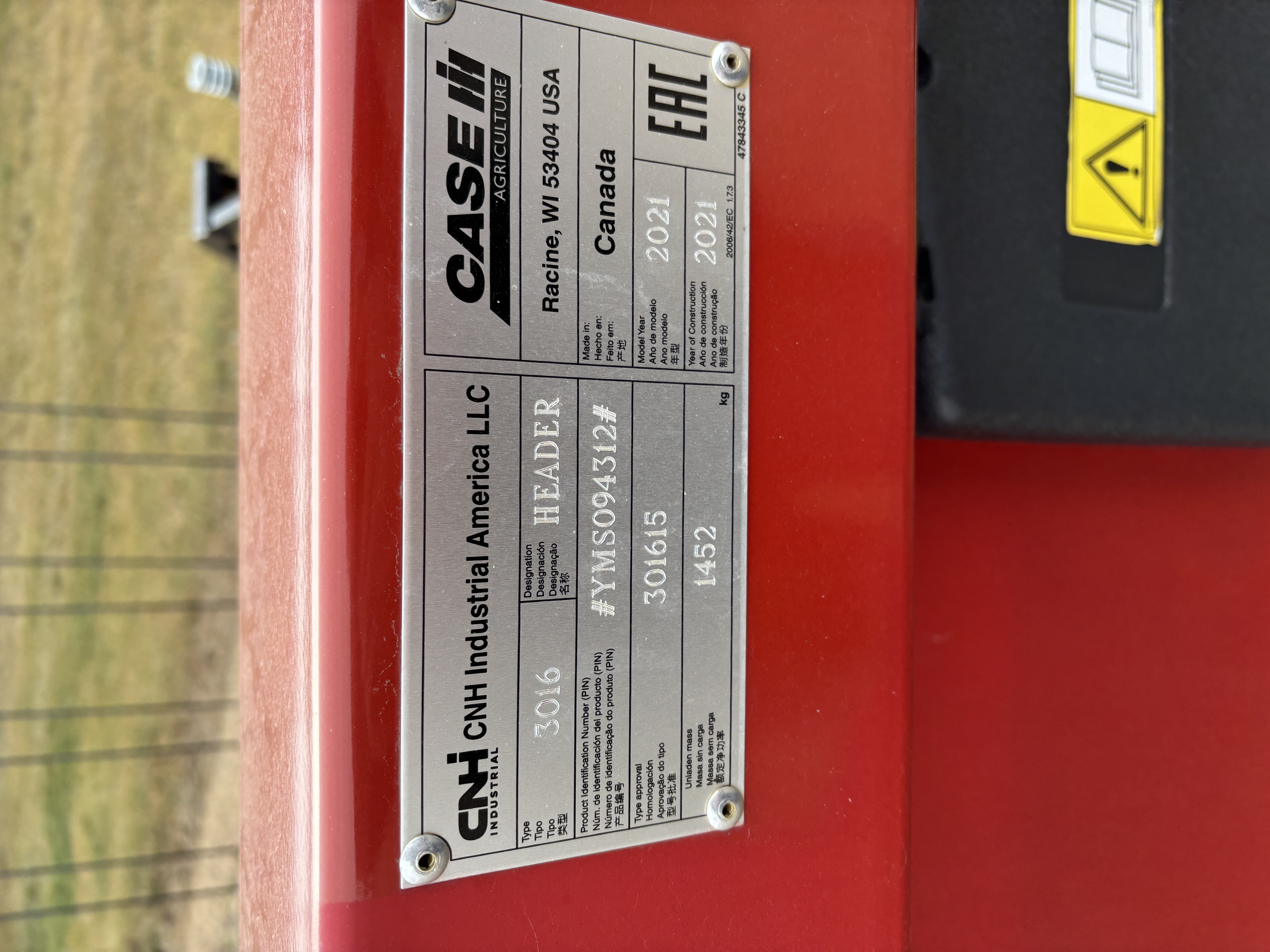 2021 Case IH 3016-15 Header Pickup