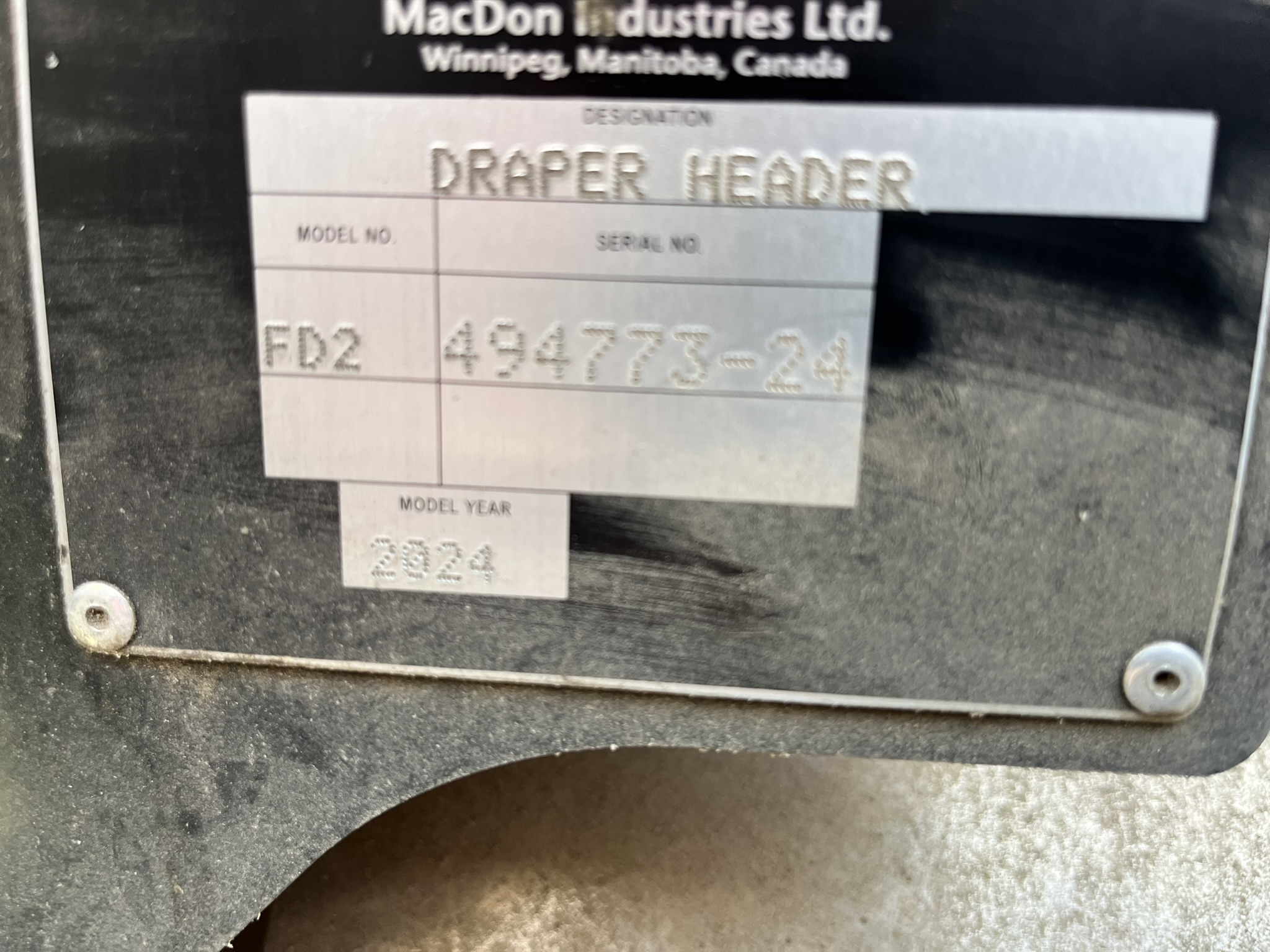 2024 MacDon FD240 Header Draper Flex