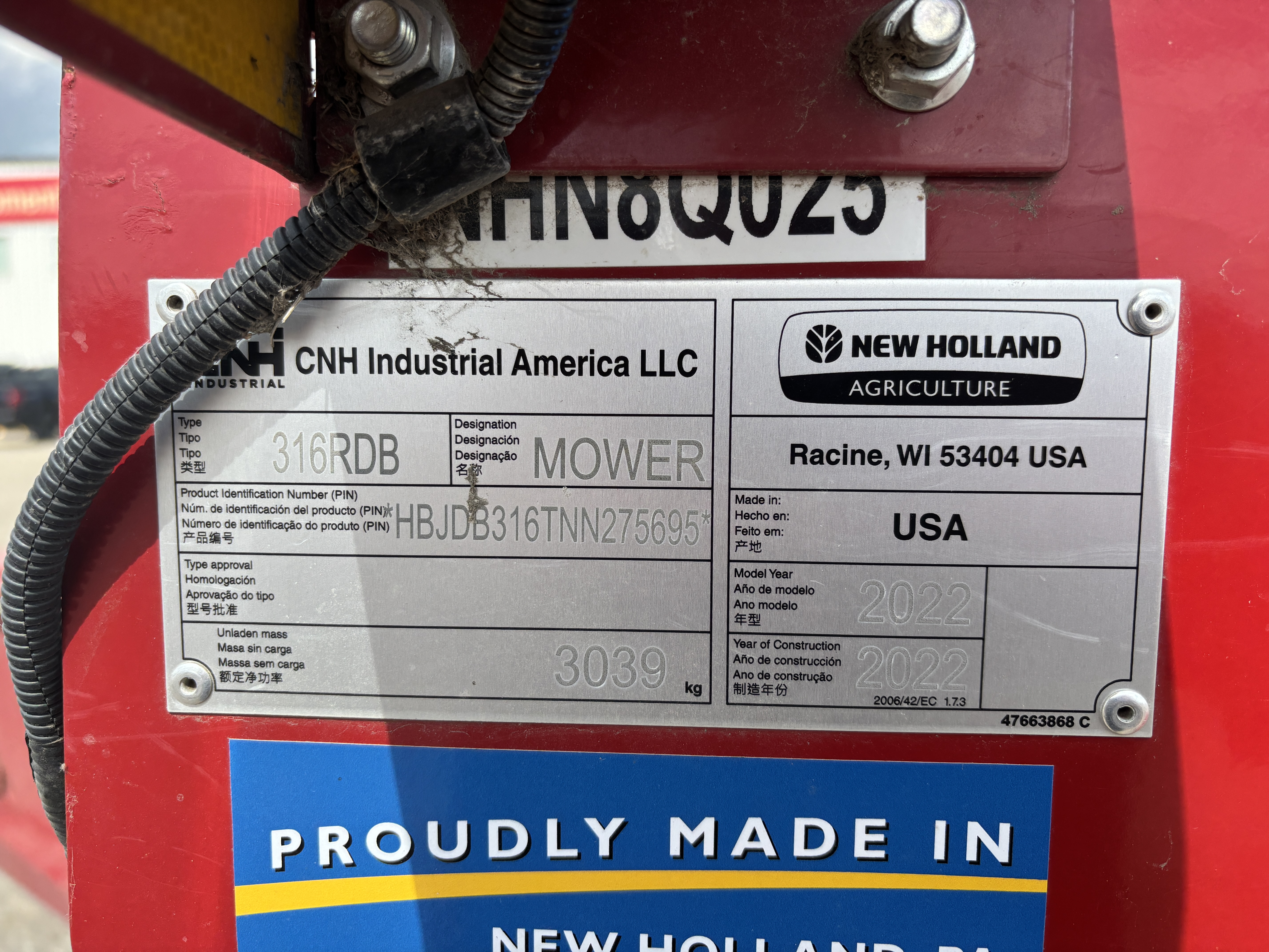 2022 New Holland 316 Mower Conditioner