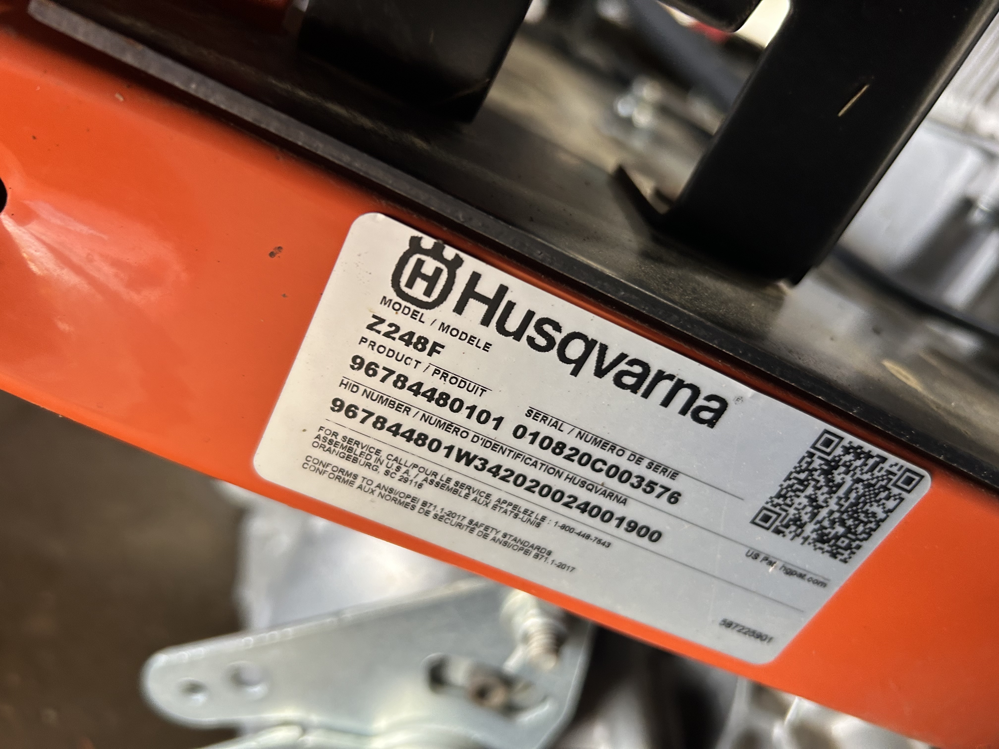 2020 Husqvarna Z248F w/ Bagger Mower/Zero Turn