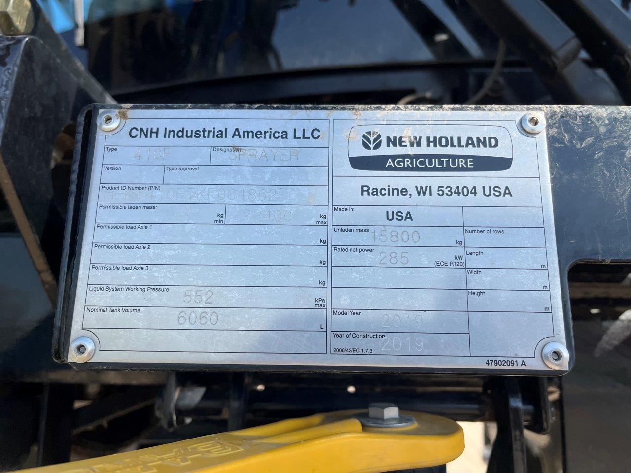 2019 New Holland SP.410F Sprayer/High Clearance