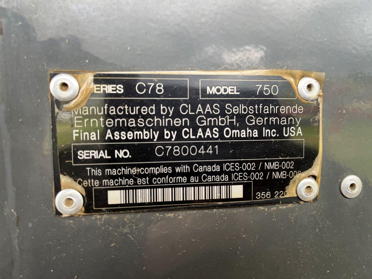 2018 CLAAS 750TT Combine