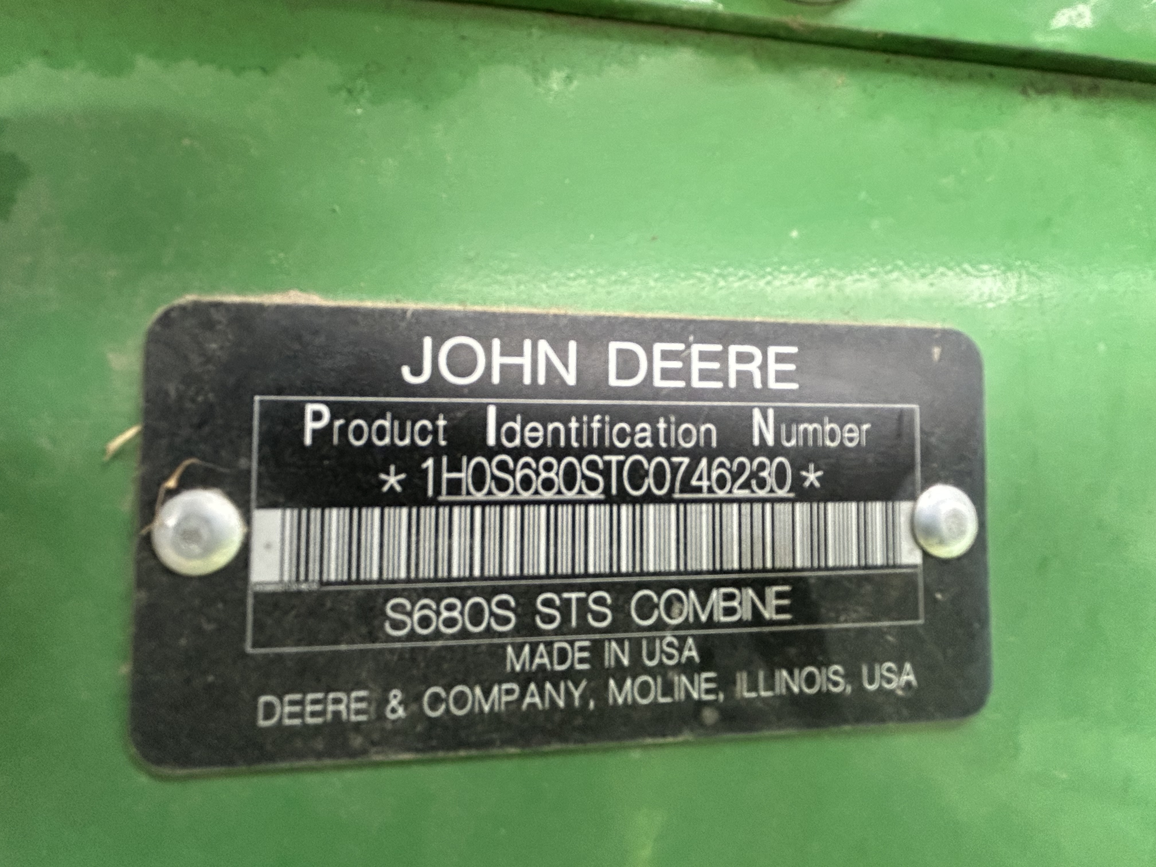 2012 John Deere S680 Combine