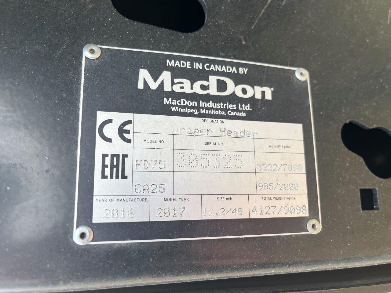 2017 MacDon FD75-40 JD DK Header Draper Flex