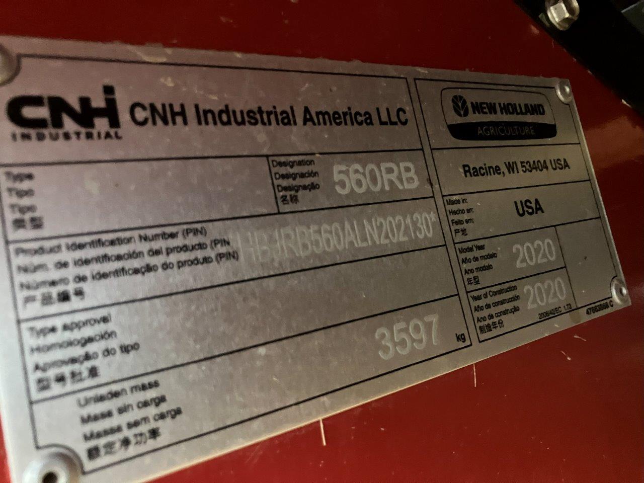 2020 New Holland RB560 SC Plus Baler/Round