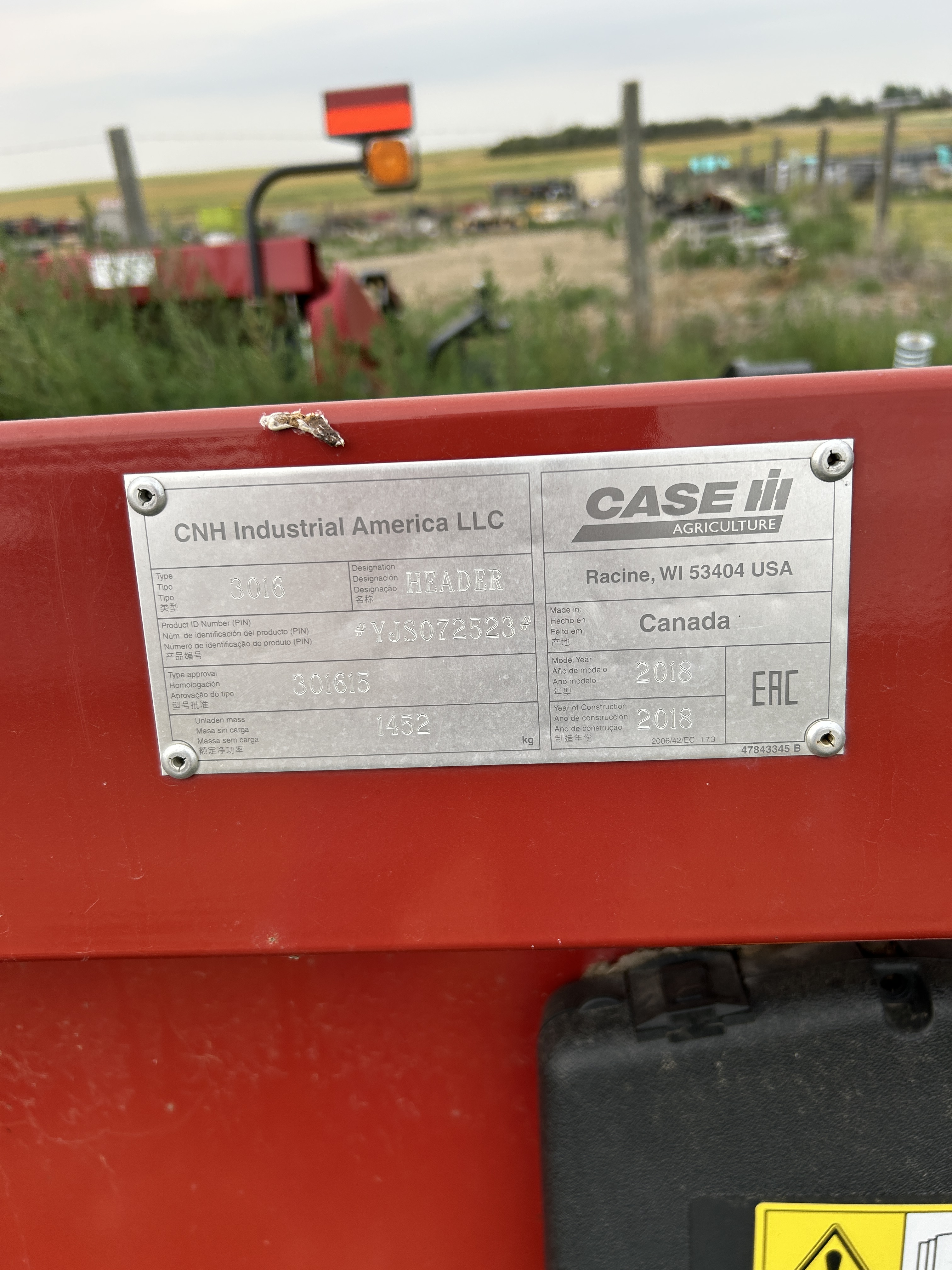 2018 Case IH 3016 Header Pickup