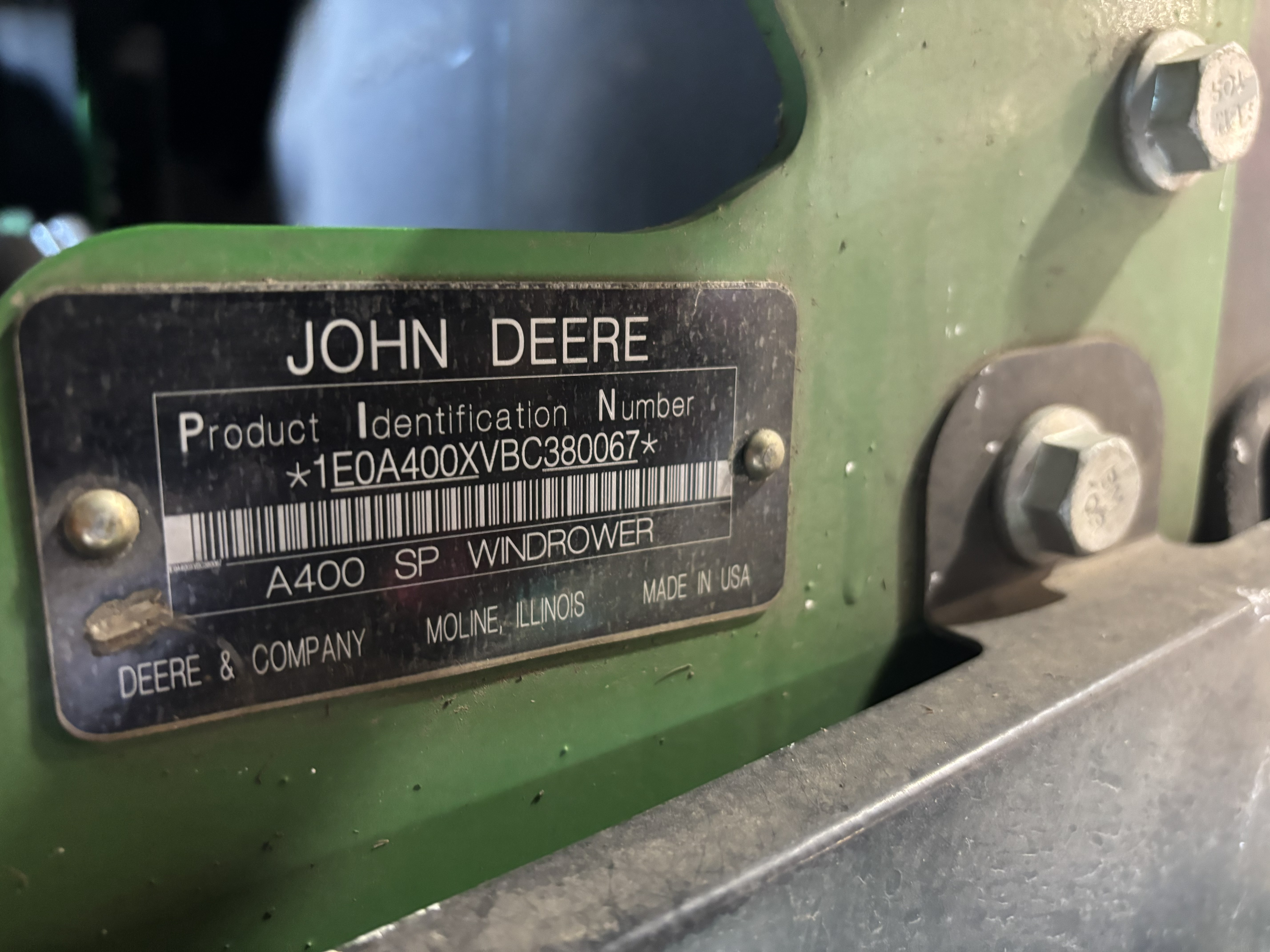 2012 John Deere A400 Windrower