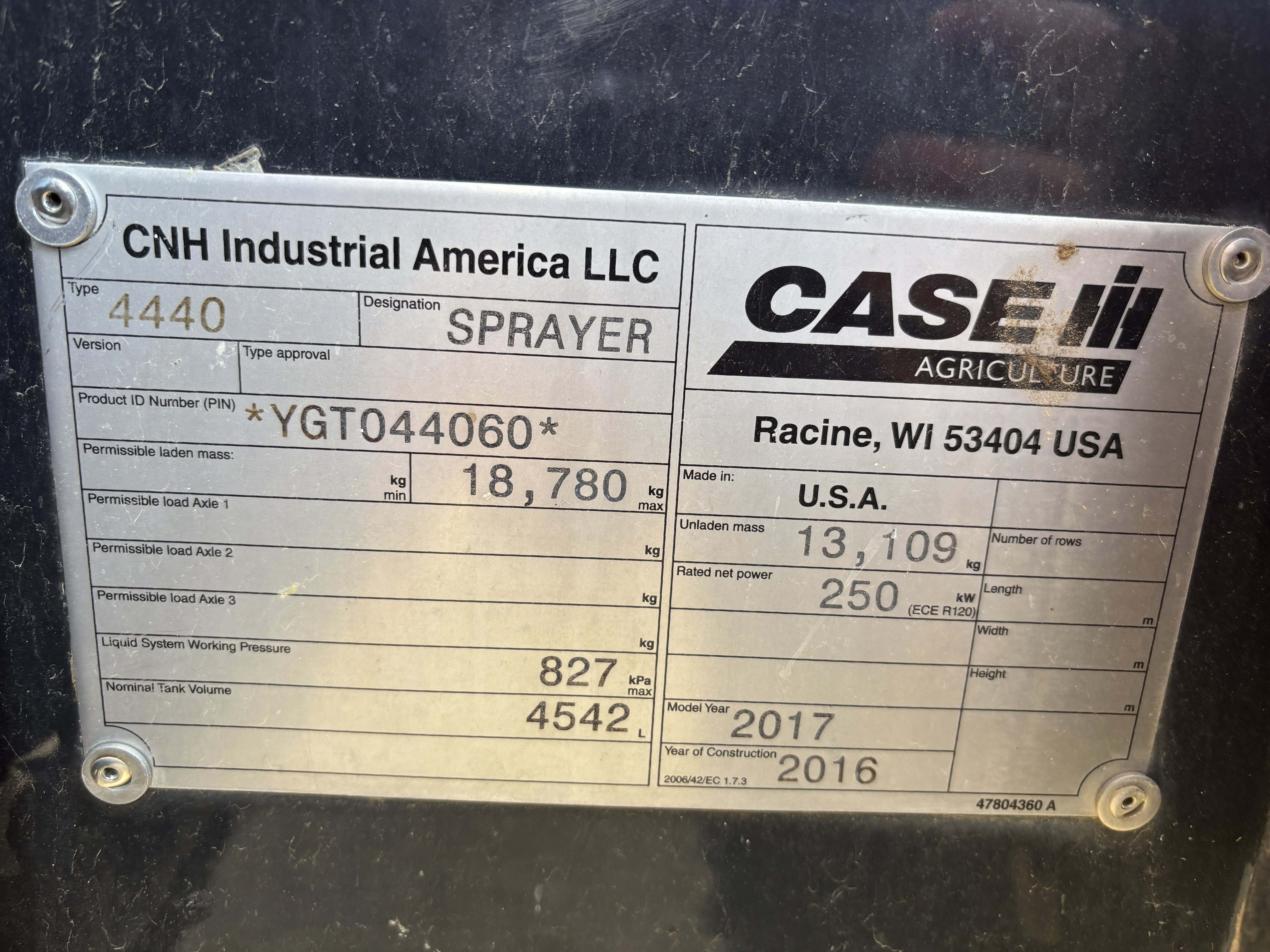 2017 Case IH Patriot 4440 Sprayer/High Clearance