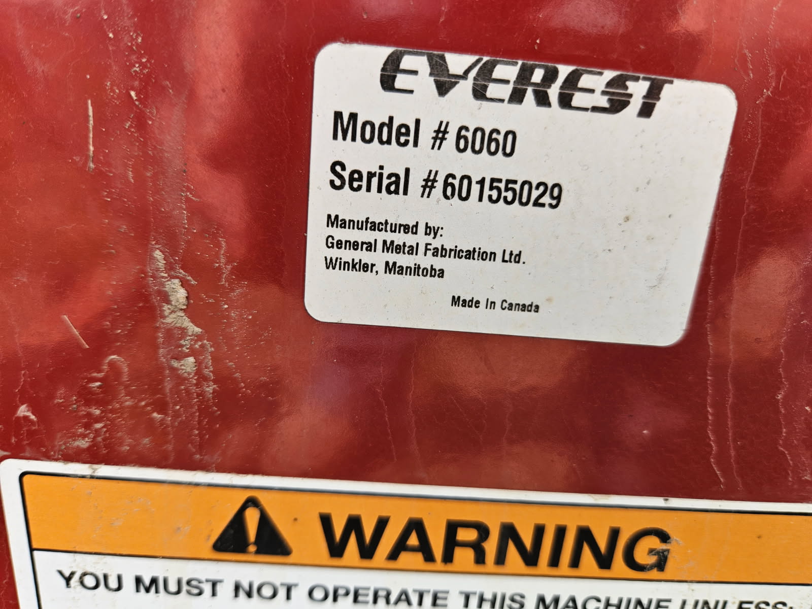2015 Everest 6060 Snow Blower