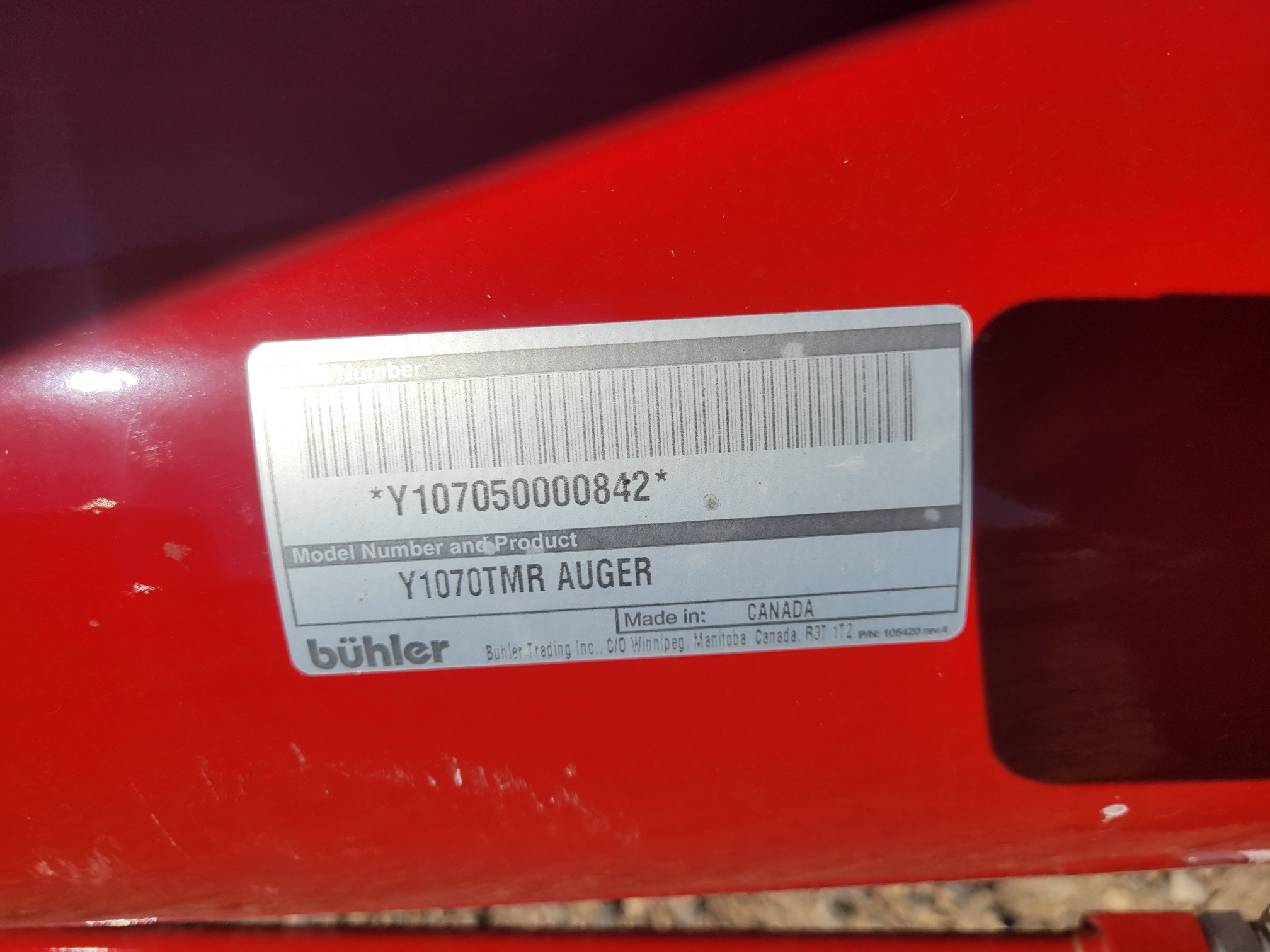 Farm King 1070 Grain Auger