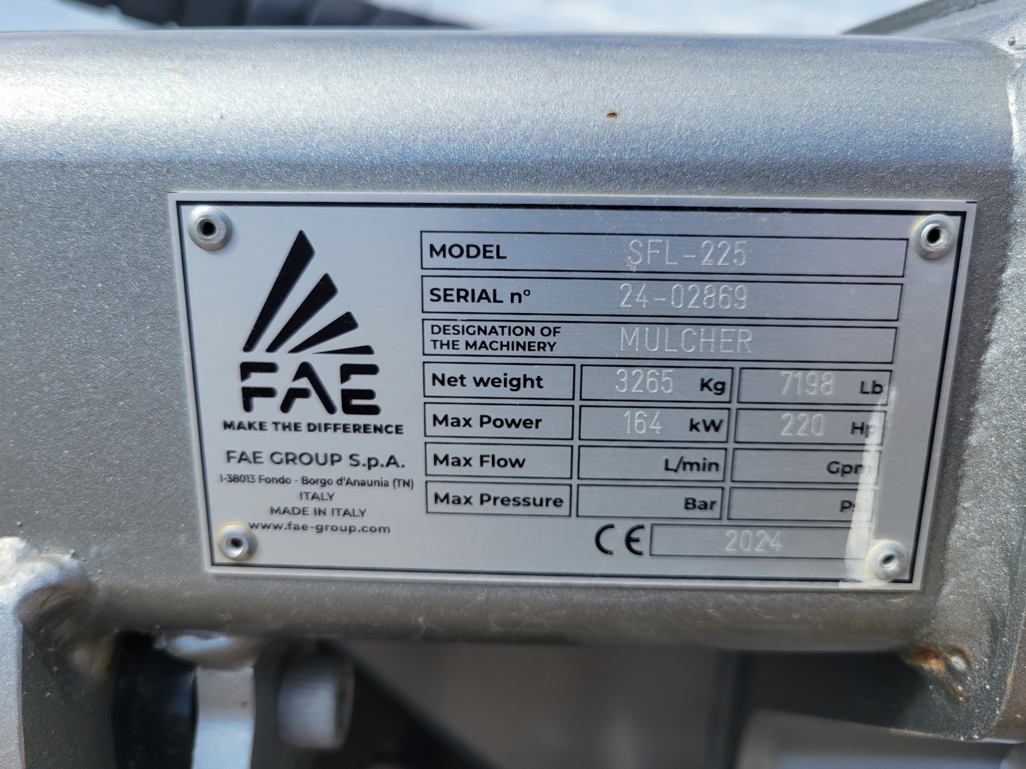 2025 FAE SF250 Mulcher