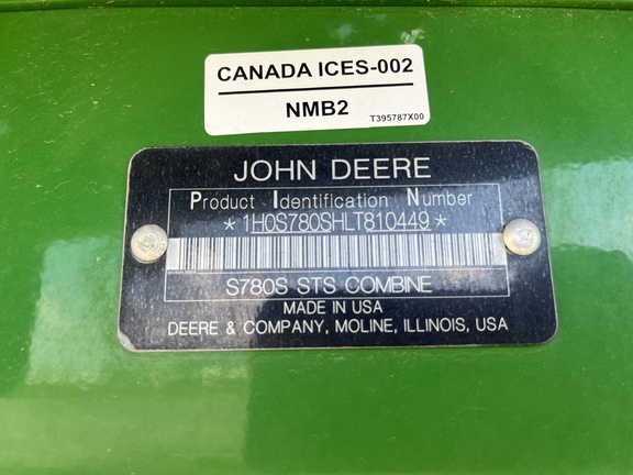 2020 John Deere S780 Combine