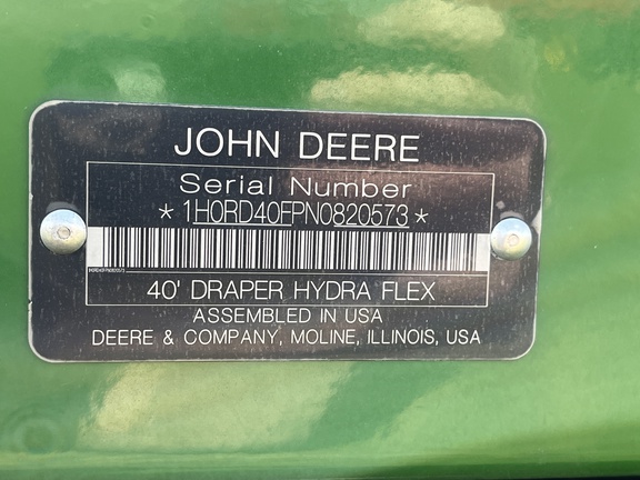 2022 John Deere RD40F Header Combine