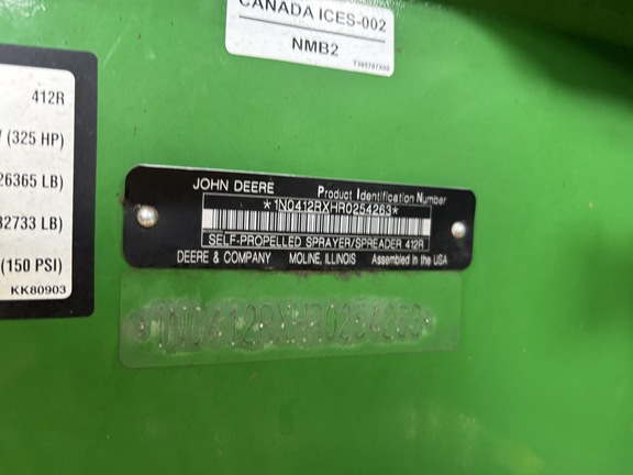 2025 John Deere 412R Sprayer/High Clearance